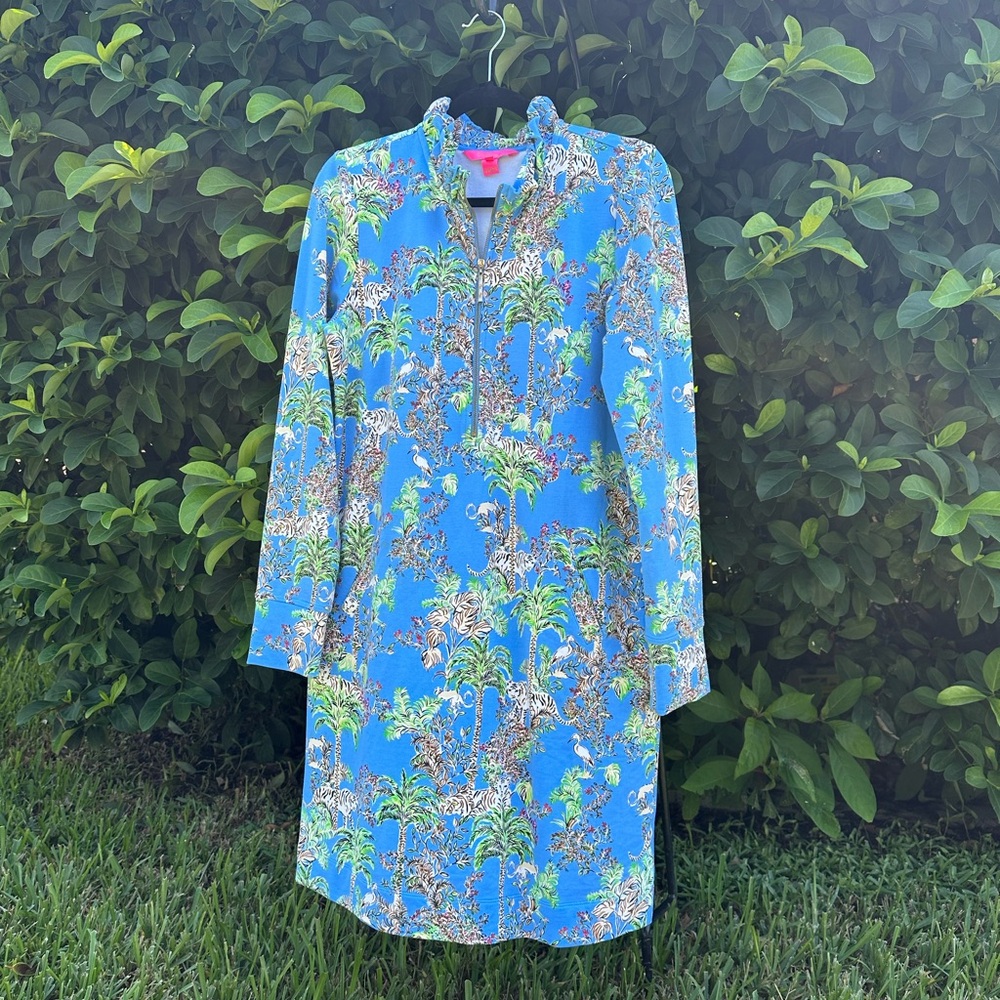 Lilly Pulitzer Blue and Green Jungle Print Dress